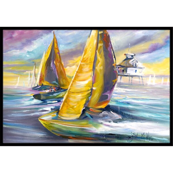 Carolines Treasures Sailboat With Middle Bay Lighthouse Indoor and Outdoor Mat- 18 x 27 in. JMK1061MAT - main